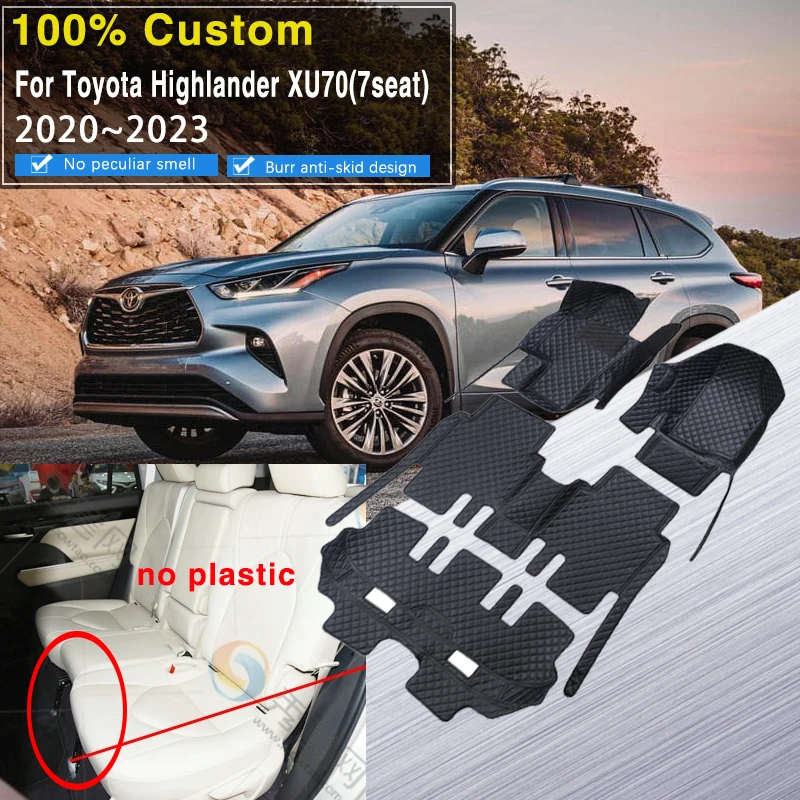 

Hybrid Auto Car Floor Mat For Toyota Highlander XU70 2020 2021 2022 2023 7seat Leather Floor Mats Carpet Tappeto Car Accessories