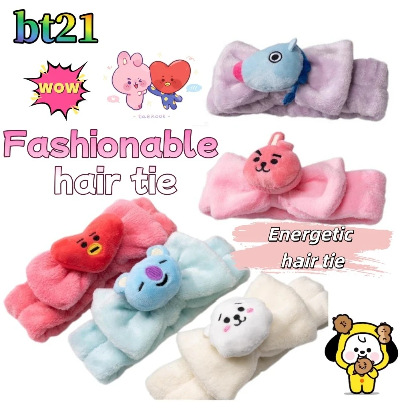 

Резинка для волос BT21 Koya Shooky в корейском стиле, детская, мультяшная, милая, для девочек, для ежедневного использования в ванной, в комплекте с лучшей подругой