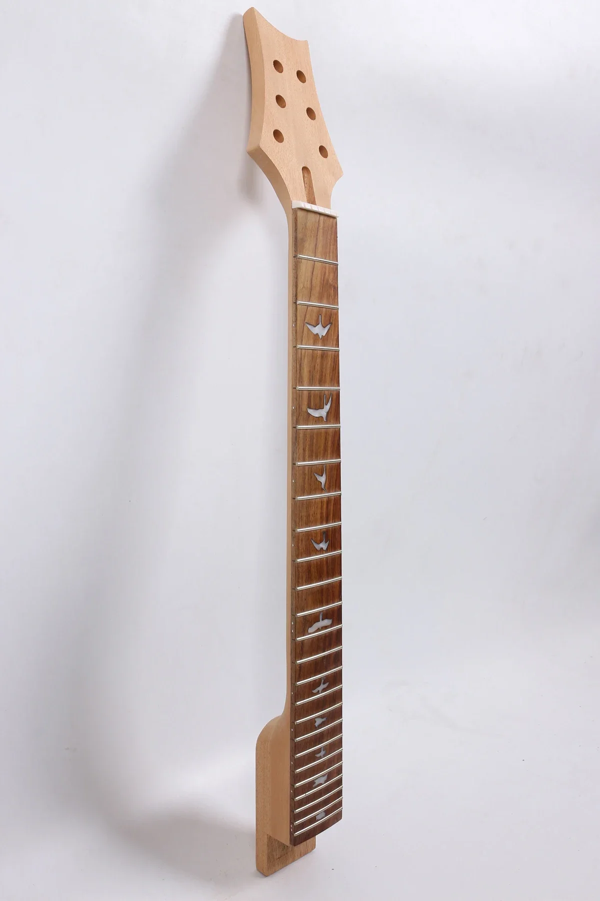 Yinfene Electric Guitar Neck Replacement Head 24 Fret 25.5 Inch Headstock Rosewood Fretboard Bird Inlay Truss Rod At Headstock