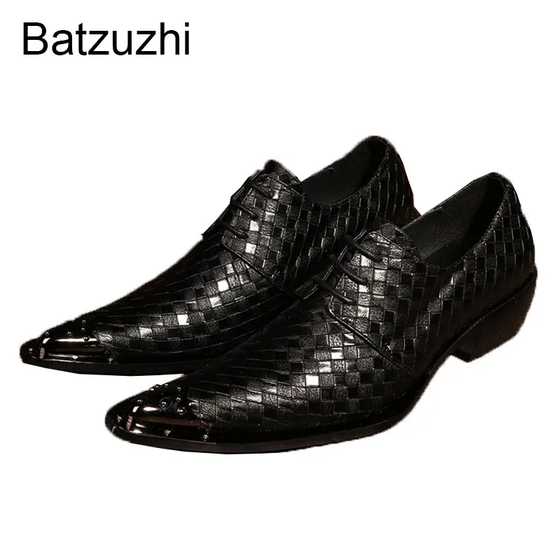 

Ботинки с металлическим YArrival человек Туфли под платье текстильный кожаный ремешок, мужская обувь с острым металлическим носком Вечерние/Свадебные/бизнес, EU38-46 больших размеров