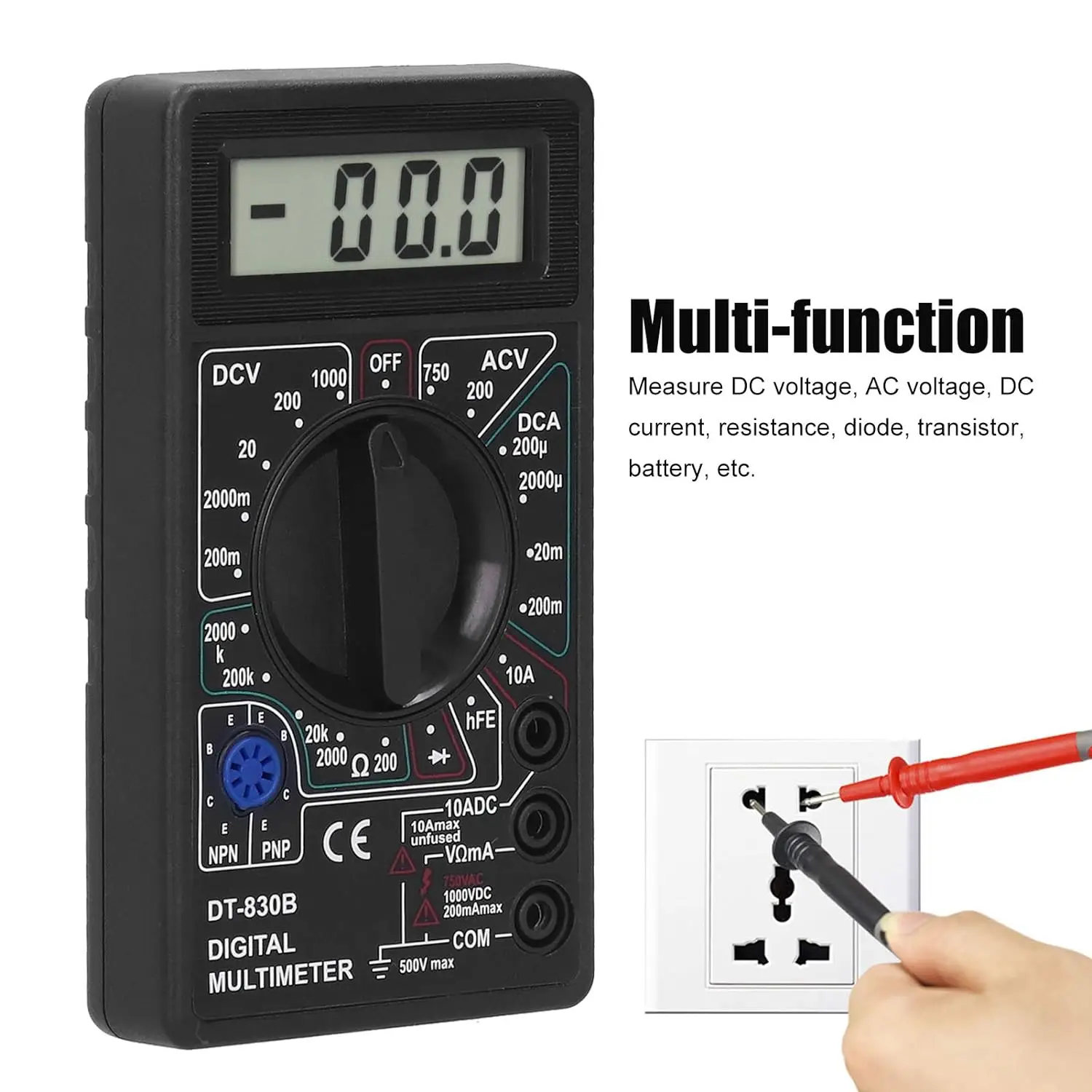 Digital Multimeter Tester, DT830B Electrical Voltmeter Ammeter, Portable Volt Multi Meter, Car Battery Tester Circuit Tester