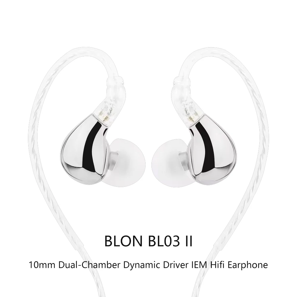 BLON BL03 II 10mm Dual-Chamber Dynamic Driver IEM Hifi Earphones with 0.78mm 2-Pin Detachable Cable Compatibility