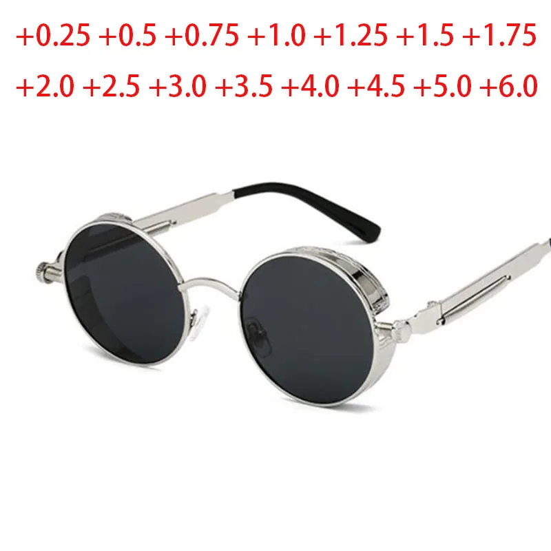 Metal Polarized Round Sunglasses Gothic Steampunk Shield Eyewear Shades Reading Prescription Sun Glasses +0.5 +1.0 +2.0 To +6.0