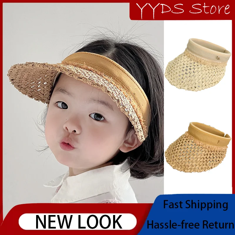 

Adorable Kids Hats and Caps for Boys and Girls, Breathable Straw Sun Hat with Wide Brim for Beach Vacation