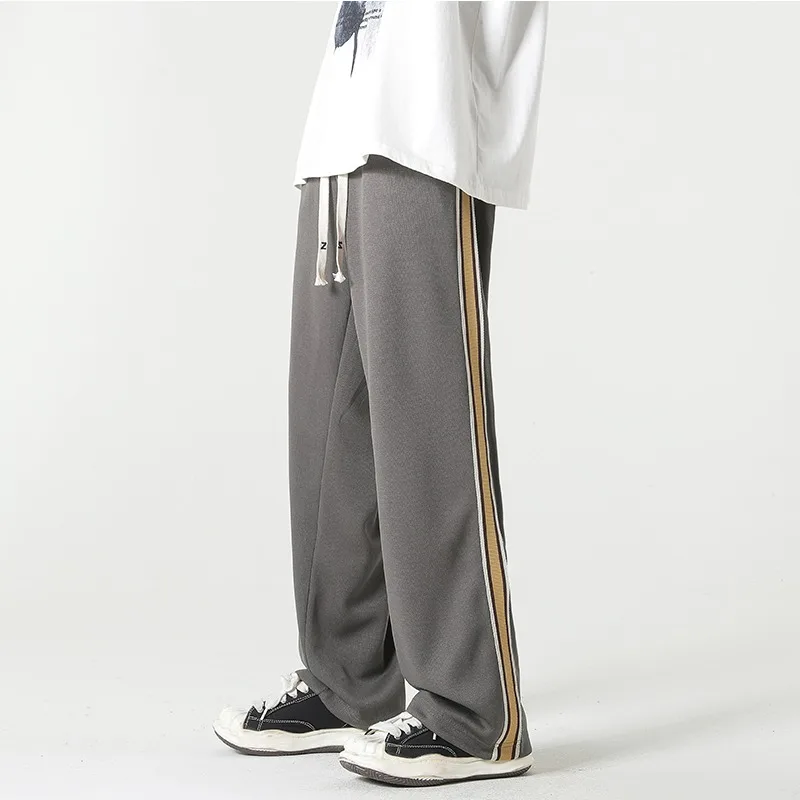 2023 Autumn New Versatile Loose Casual Contrast Color Trendy Spliced Men's Wide Leg Pants