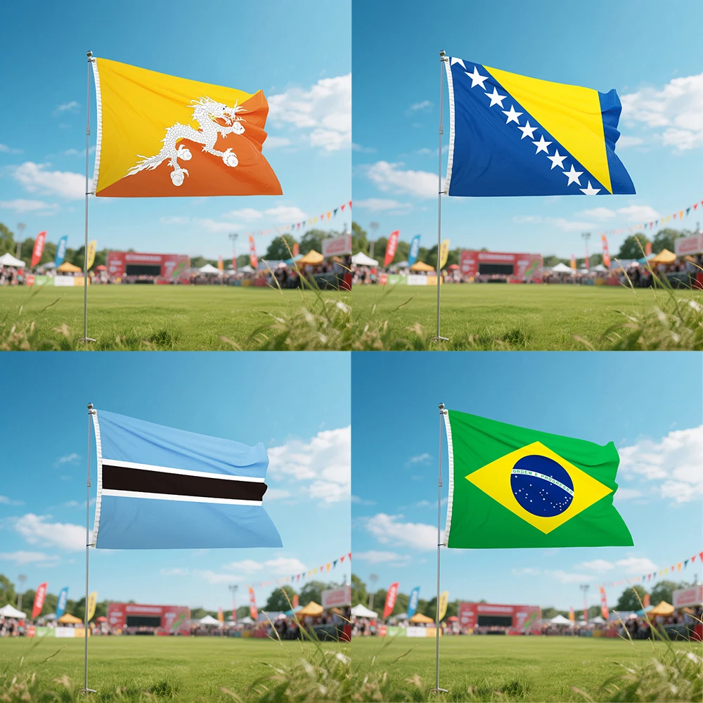 Bhutan Bosnia And Herzegovina Botswana Brazil Flag National Graphic Custom Design Polyester Shaft Cover Grommets 3X5FT 90X150CM