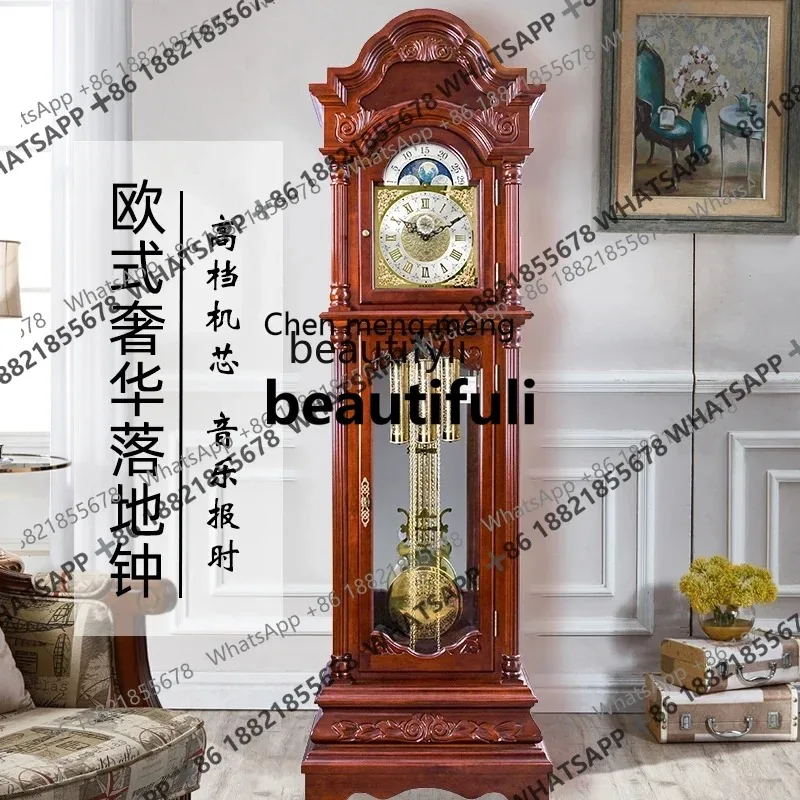 

Напольные часы из красного дерева для гостиной, большие часы в китайском стиле в стиле ретро, маятниковые часы в европейском стиле R