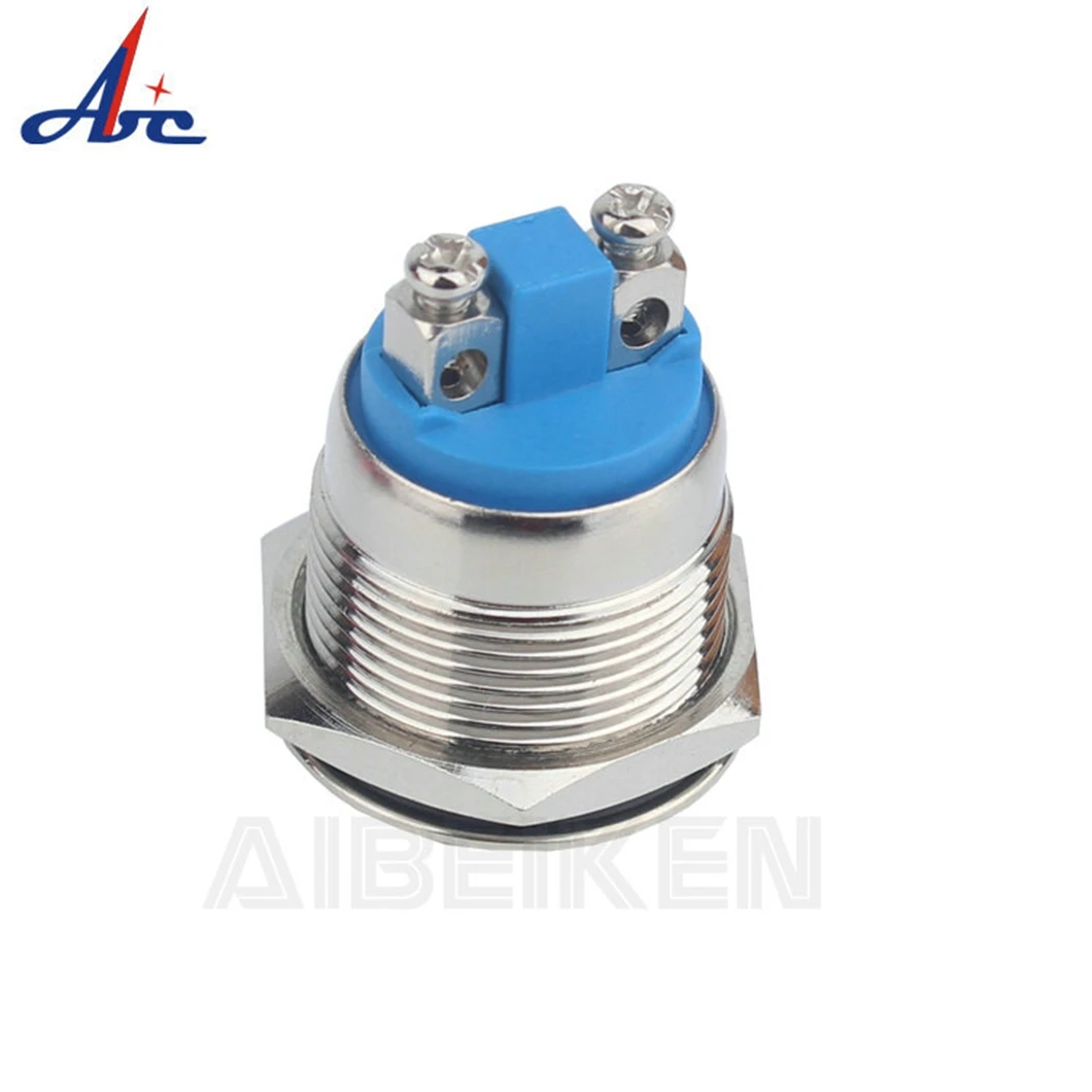 ABILKEEN Cheap Price 19MM High Round Head Metal Push Button Switch 1NO Momentary Push Button with 2 Pin Screw Terminal