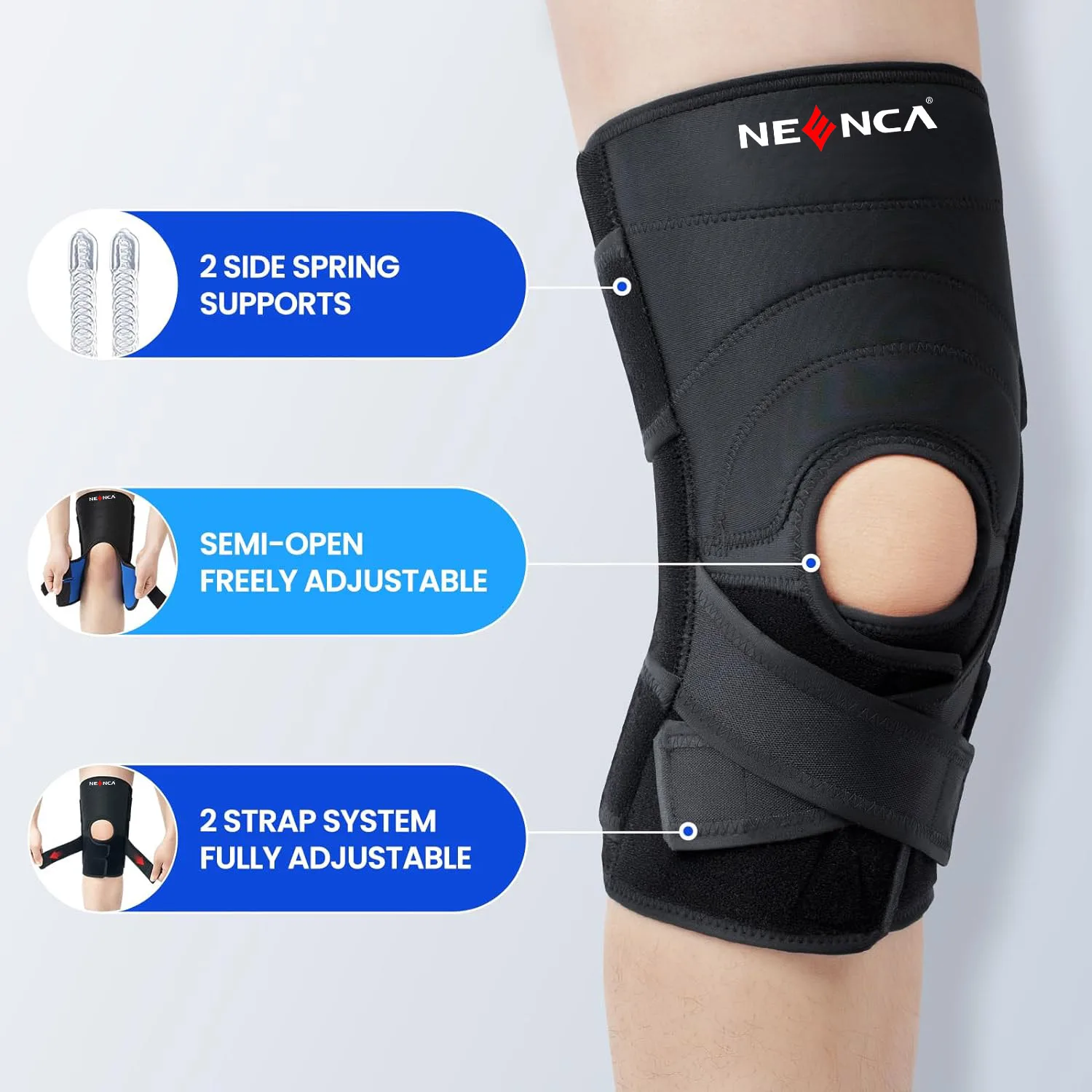 NEENCA Knee Braces Support with Side Stabilizers for Men Women Knee Pain Relief  Meniscus Tear ACL MCL LCL Arthritis Joint Pain