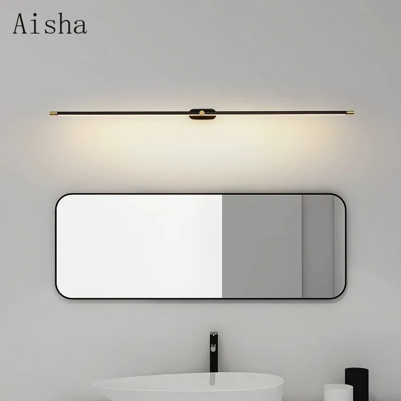 Modern Minimalist Mirror Headlight Makeup Tables Bathrooms Cabinet Lights Golden Straight Line Wall Lamps with Straight Lines