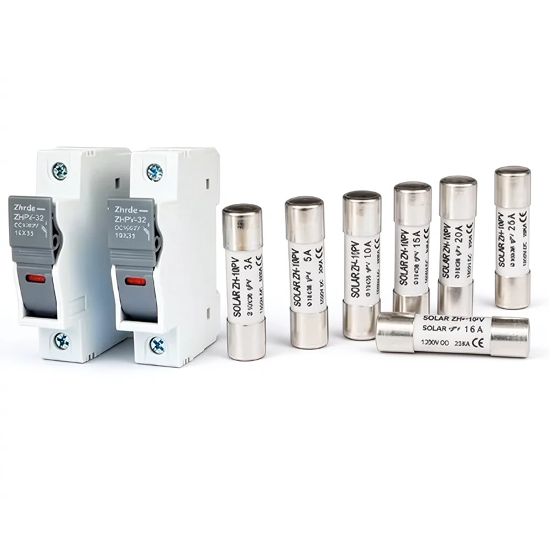 Solar PV DC1000V High Breaking Capacity Fuses 10x38mm Fuse Core ZHPV-32 2P Holder Photovoltaic Combiner Box Fuse for Renewable E