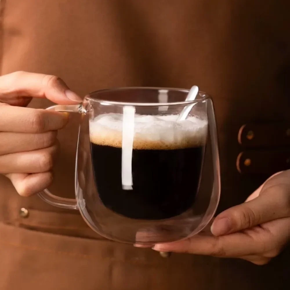 

2pcs Transparent Double Wall Glass Cup Set Heat Resistant 300ml Coffee Cup High Borosilicate Glass Drinkware Tumbler Mug