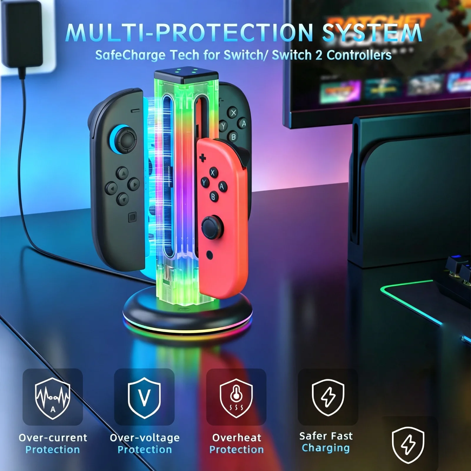 Gaming Accessories Led - Switch 2 OLED Controller Charging Stand,