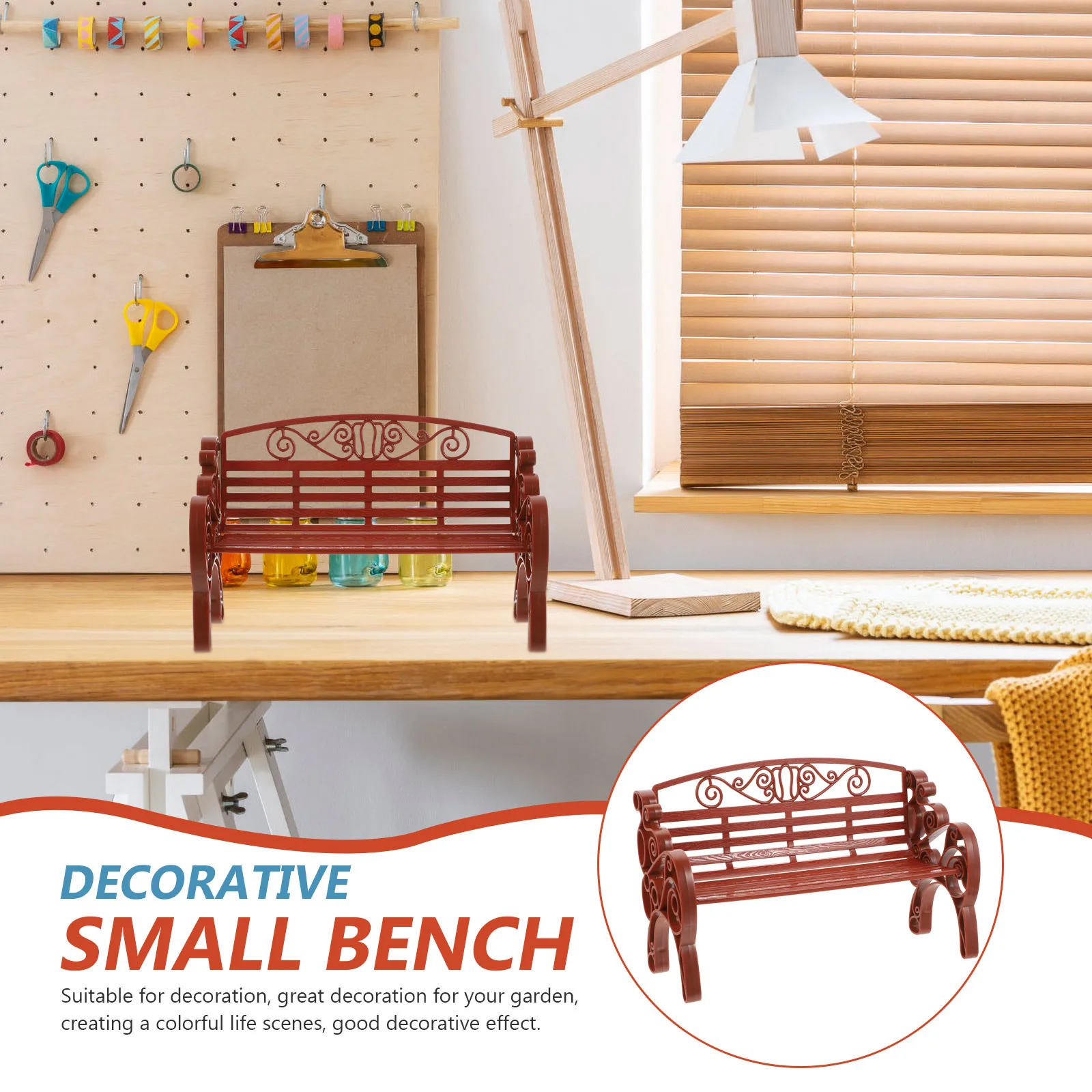 2개 세트 장식용 소형 공원 벤치 정원 가구 사진 소품 미니어처 풍경 액세서리 홈 가든 장면 배치용