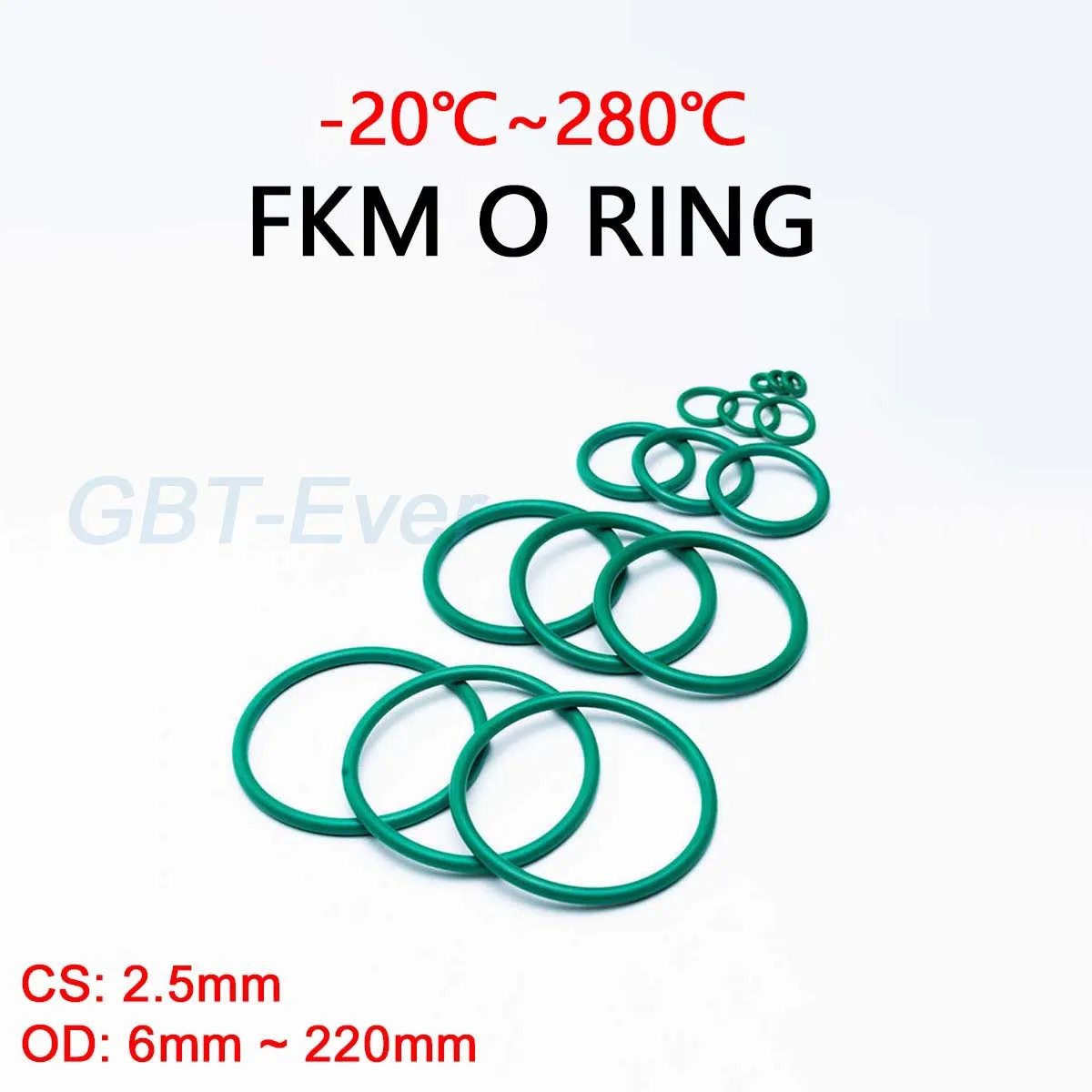 FKM Green Fluorine Rubber O Ring CS 2.5mm OD 6mm ~ 220mm O-Rings Sealing Gasket Washer Oil Resistant Acid & Alkali Resistant