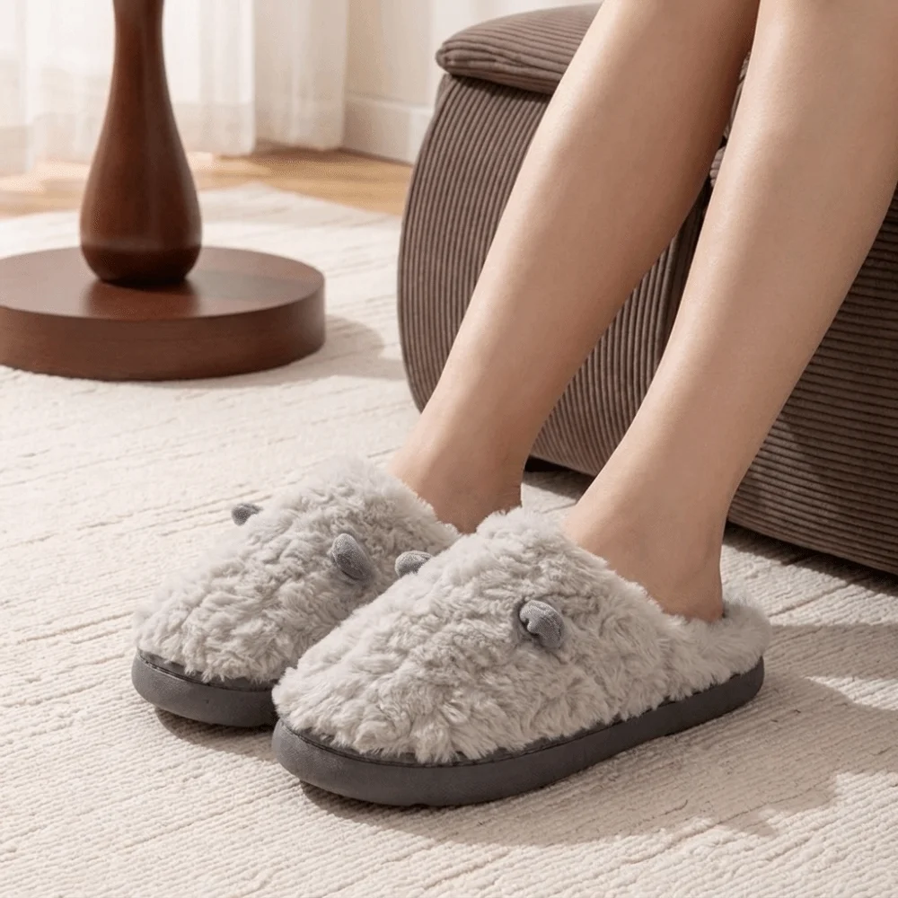 Fashion Soft Sole Winter House Shoes Thicked Warm Plush Cotton Slippers Breathable Lightweight Non-Slip Slippers Winter