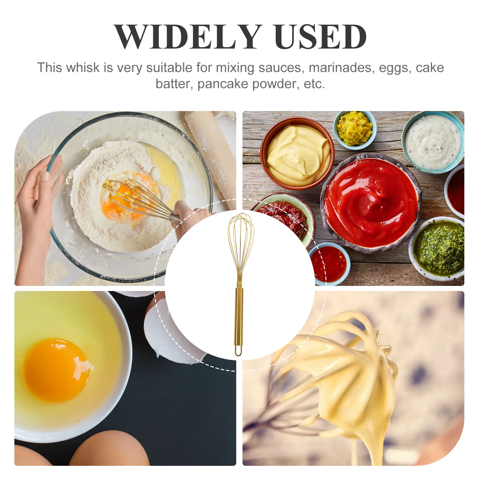 

1pc Stainless Steel Whisk 304 Kitchen Baking Tool Lightweight Ergonomic Easy Clean Multi Use Wire Mixer Accessories