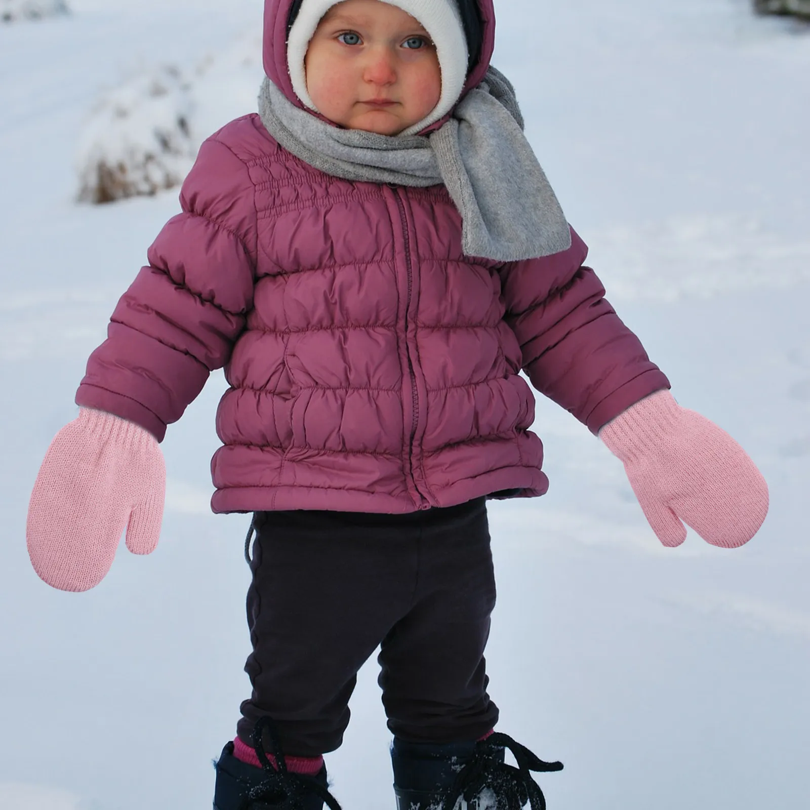 

1 пара детских перчаток, вязаные зимние теплые перчатки, ветрозащитные варежки для мальчиков и девочек, защита от холодной погоды, мягкие детские зимние варежки