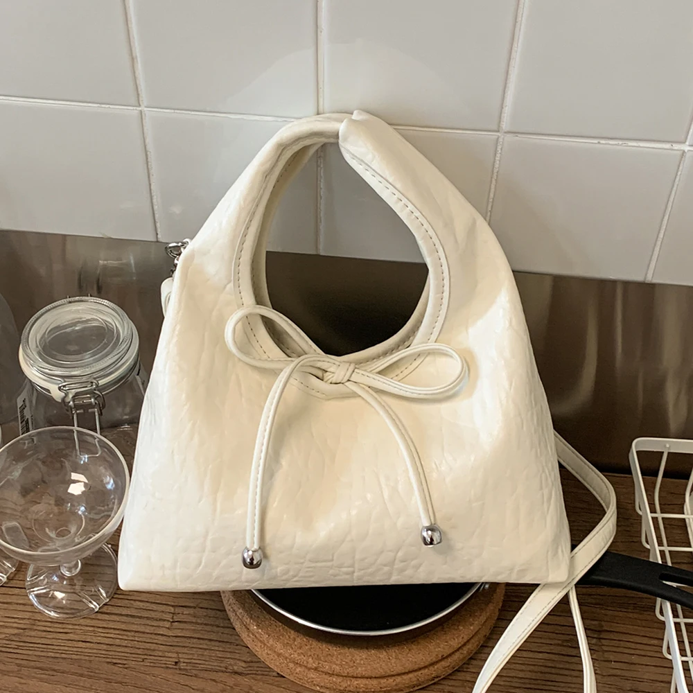 

Женская маленькая сумка из искусственной кожи с бантом, в стиле ретро, люксовая, эстетичная, для повседневного использования, для свиданий, на каждый день, через плечо, 2026 Новинка, сумки кросс-боди