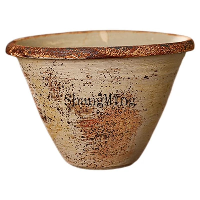 

DSA flower pot ceramic coarse pottery pot breathable desktop decoration ornament terracotta moss green plant bonsai