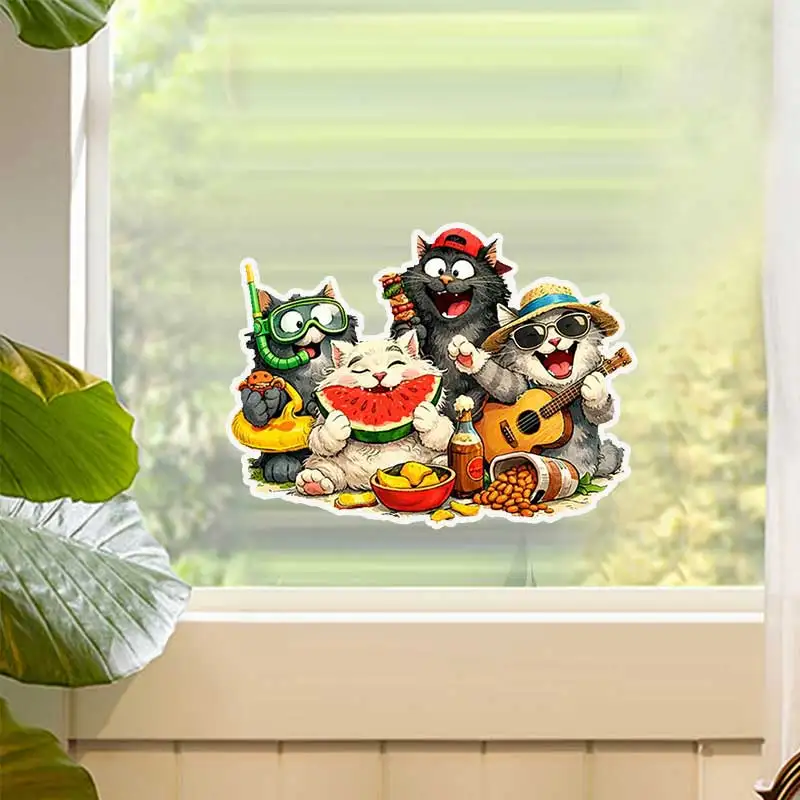 Cheerful Little Animal Wall Stickers Art Decal for Children's Room Living Room Background  Fun Animal Themed Decor B67