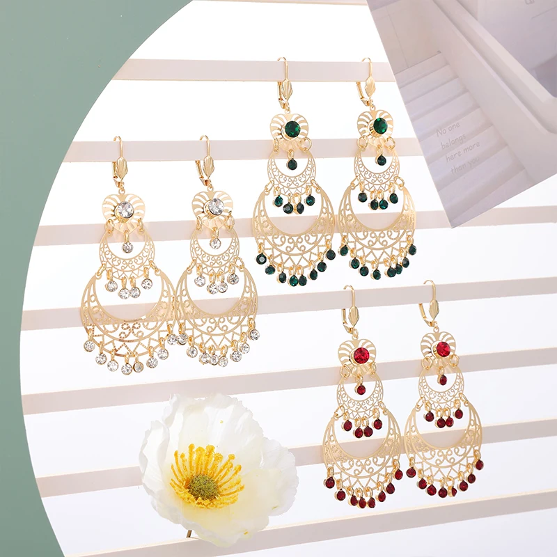 Fatima Fashion Moon Earrings New French Crochet Women's Earrings Arabian Designer Gold Plated Jewelry Drop