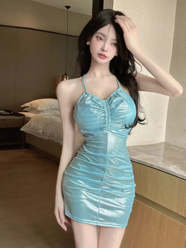 

Сексуальная плиссированная юбка с v-образным вырезом на бретельках ort Dr Pearl Luminous Face, облегающая юбка для ночного клуба, чистое желание, знаменитые женщины в Интернете...