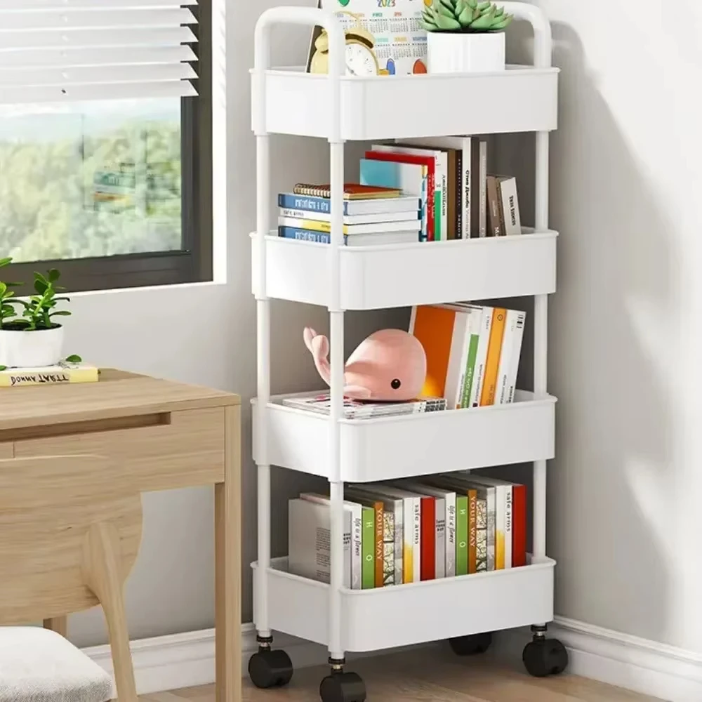 Storage Rack Trolley Mobile Multi-layer Multi-functional Household Snack Storage Rack with Wheel for Kitchen Living Room