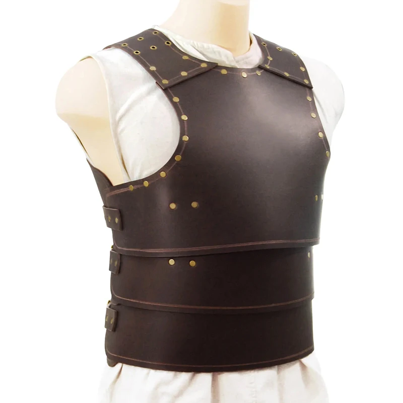 Středověký vikingové jezdec gladiator komora brnění steampunk PU kůže breastplate tílko gotický LARP tílko kyrys cosplais kostým