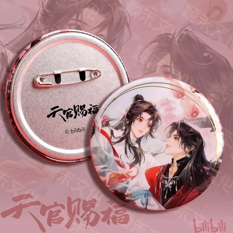 New Manhwa Heaven Official's Blessing Metal Badge Xie Lian,Hua Cheng Cartoon Characters Large Tinplate Badges Cosplay Gift