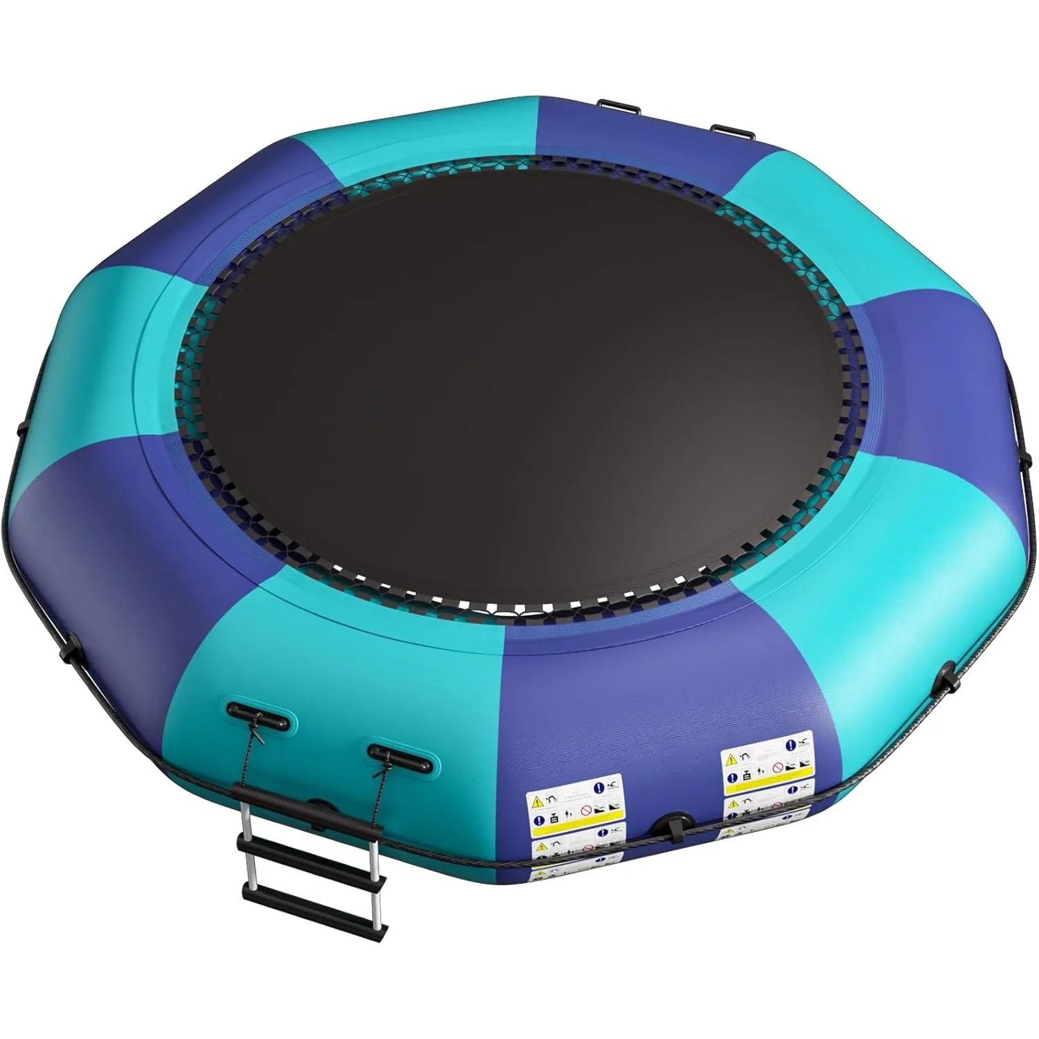 Inflatable Water Trampoline, Recreational Water Bouncer, Adults Youth Floating Rebounder with 4-Step Ladder