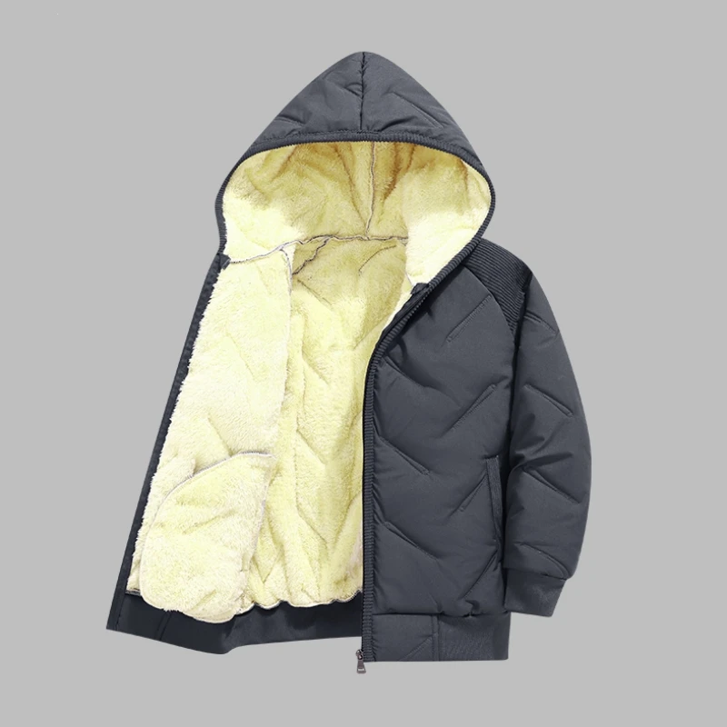Dubbped Winter Keep Warm Boys Girl Jacket Lined With Velvet Thick Cotton Padded Hooded Coat Kids Children Out The Cold Outerwear - Image 5