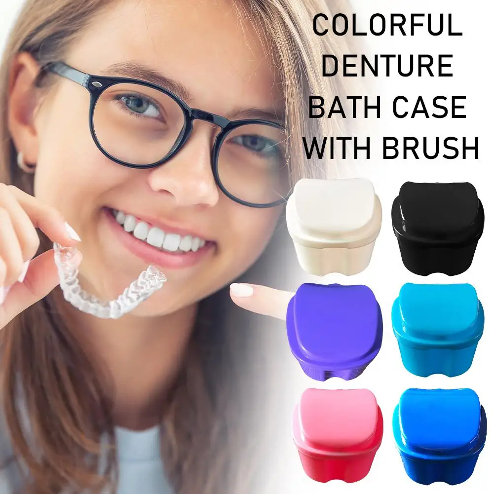 Prothese Box Fall Reinigung Falsche Zähne Lagerung Box Hängen Net Container Künstliche Zahn Fall Prothese Tassen Einweichen Zahnersatz Fall
