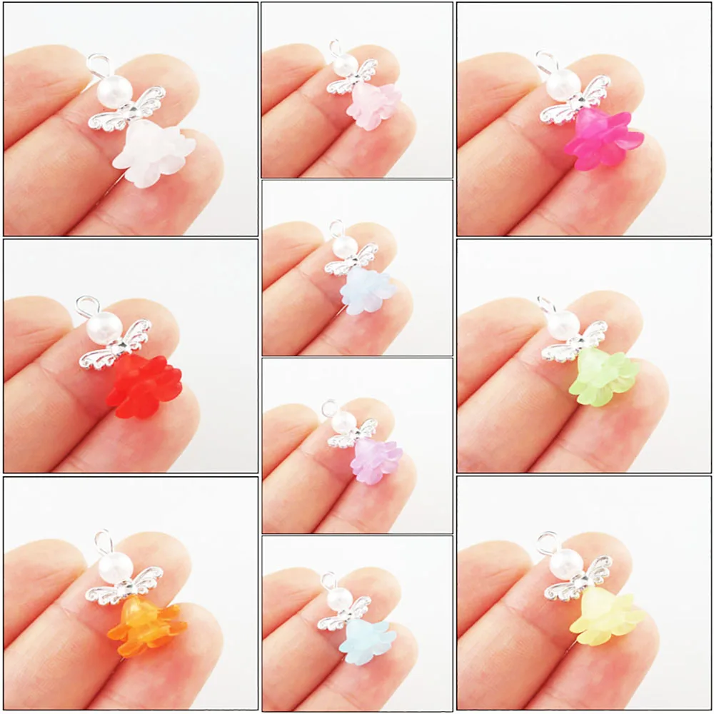 Fashion 20Pcs Mixed Morning Glory Angel Acrylic Plastic Charms Pendants 14x22mm