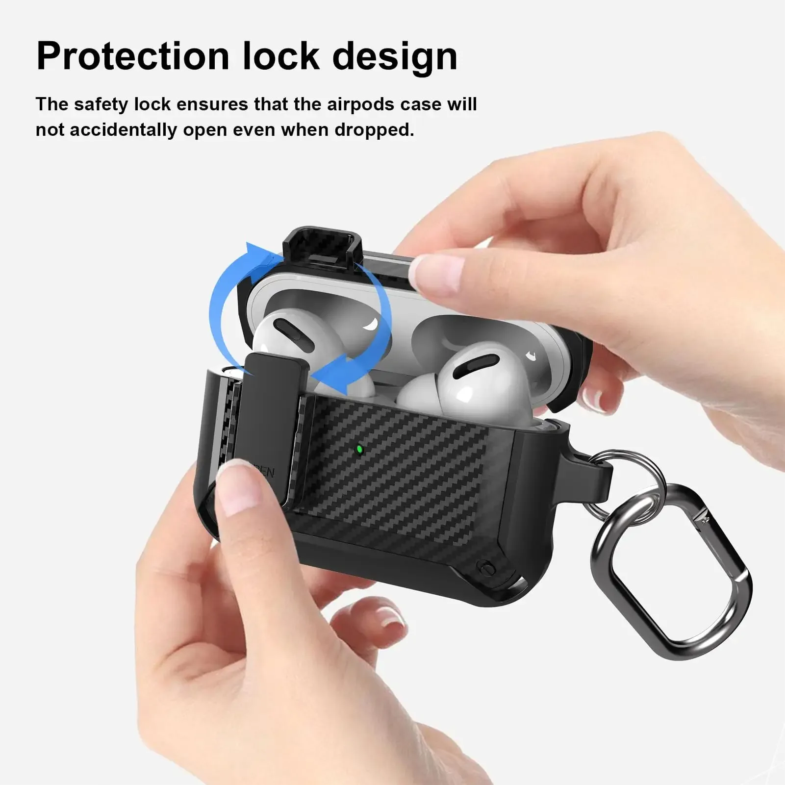 Armure en fibre de carbone pour Airpods 3 Pro 2, étui avec Clip de verrouillage, coque rigide militaire, protection masculine avec porte-clés