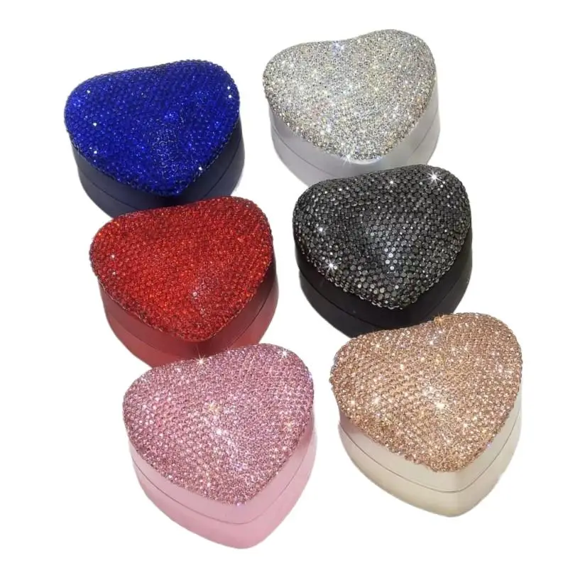 

LED Light Luxury Jewelry Collector Engagment Ring Box Shiny Rhinestone DIY Handcraft Gift Bling-bling Mosaic Wedding Decorative