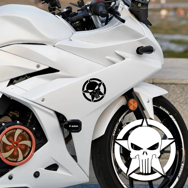 Five-pointed Star Skull Stickers Motorcycle Fuel Tank Bumper Decoration Special Motorbike Helmet Logo Pentagram Skulls Decals