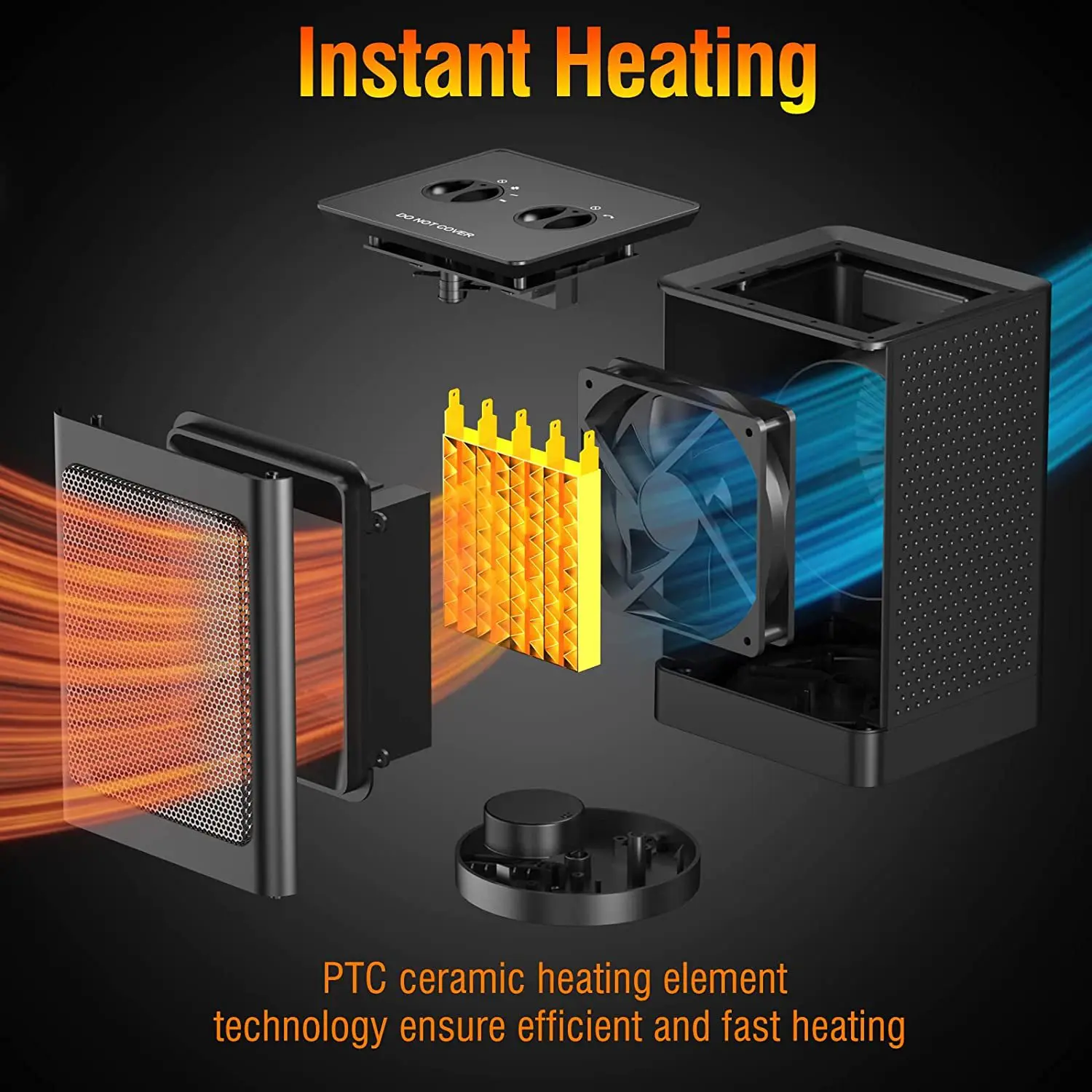 STLF تصميم مخصص لتدفئة الهواء المنزل الدائمة الميكانيكية زر سخان مروحة كهربائية قابلة للاهتزاز #4