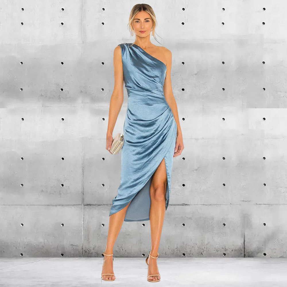 

Sexy Asymmetrical Slit Long Dr Women's High Waist Gown Irregular Skirt Ele Evening Dr Summer Season Ciwalk