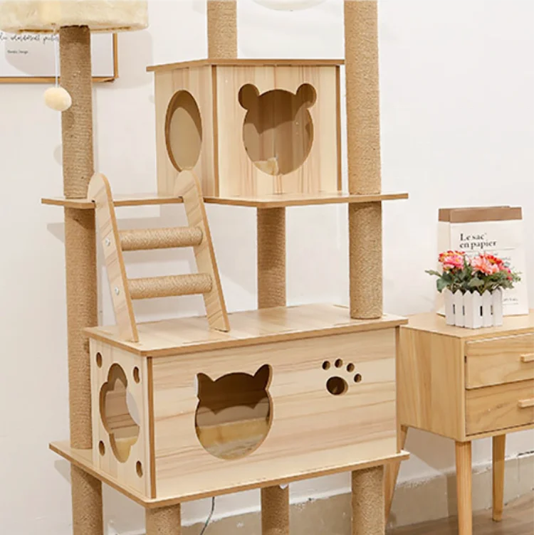 

Modern Luxury Cat Tower Large Cat Tree and House Premium Pet Furniture with Rope and Board Materials Easy Carton Packing