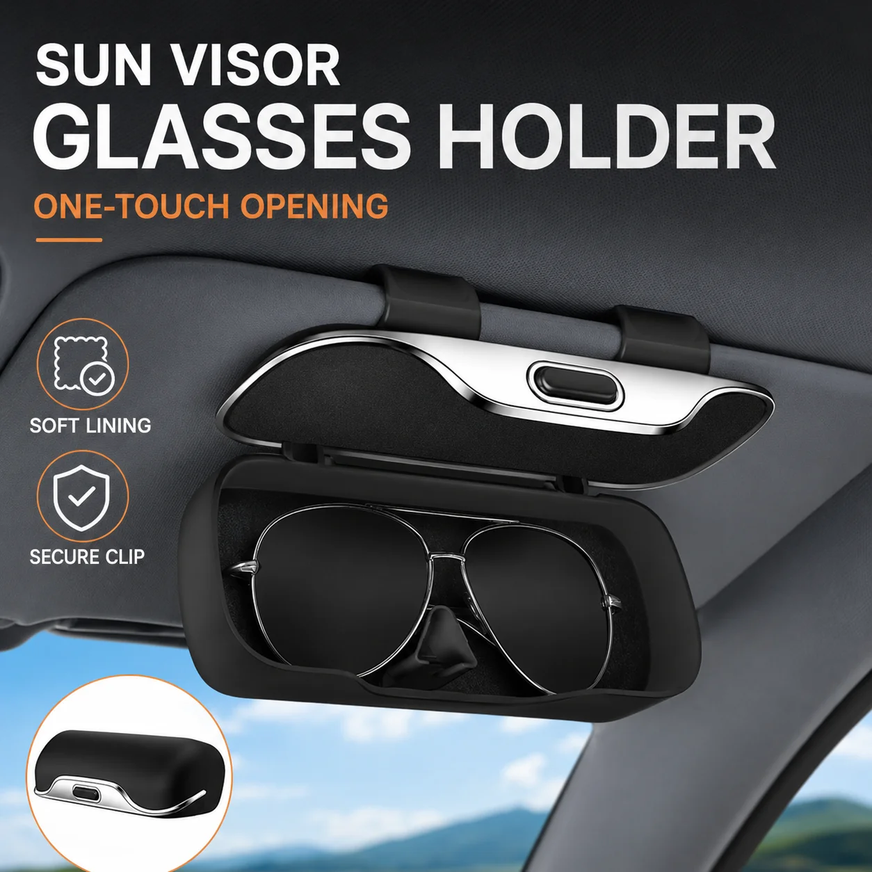 Car Sun Visor Sunglasses Holder Press Switch Eyeglass Storage Case Portable Multifunction Auto Glasses Box Interior Accessories