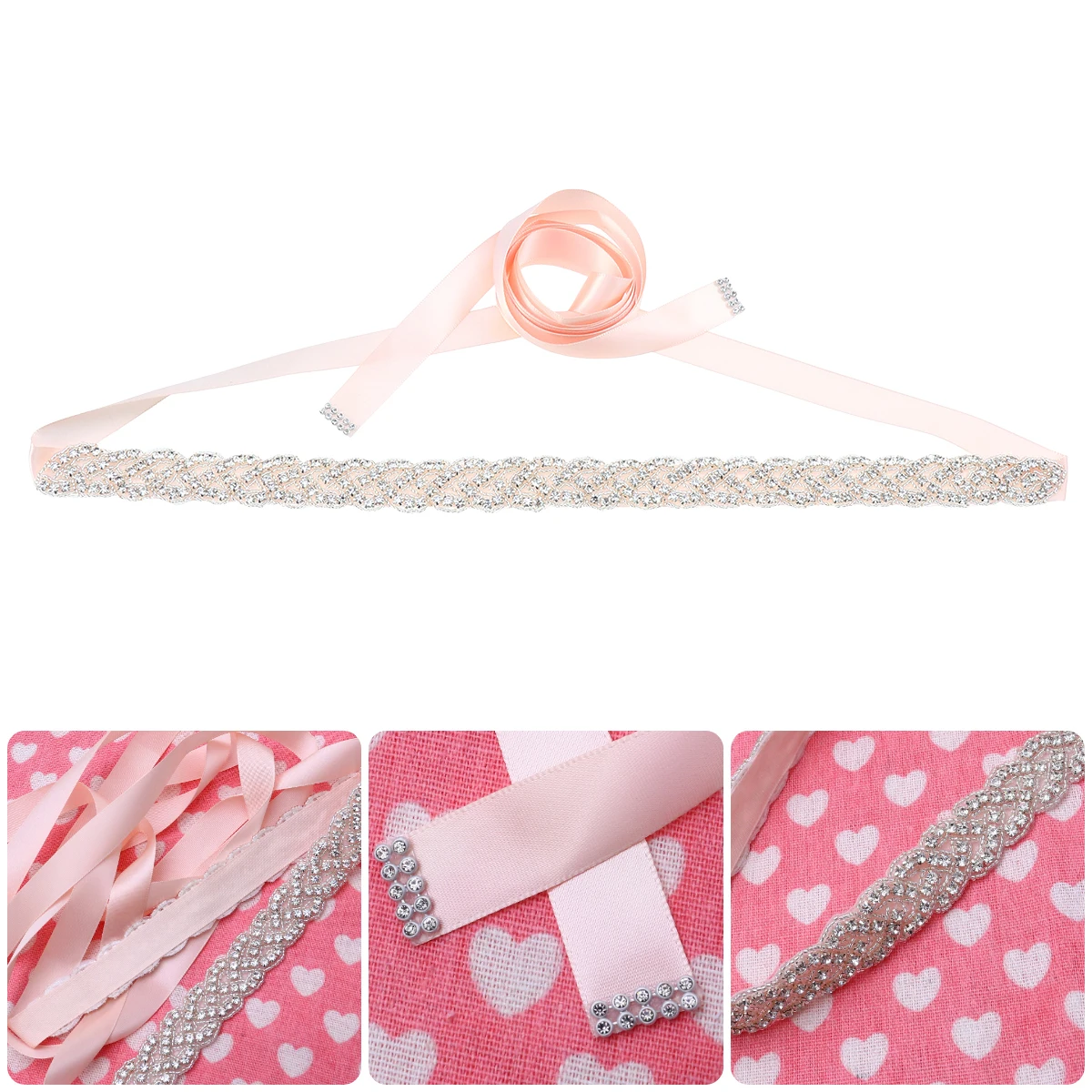 

Pink Bridal Rhinestone Crystal Wedding Dress Belt Elegant Rhinestone Decor Wedding Sash For Bride Lady