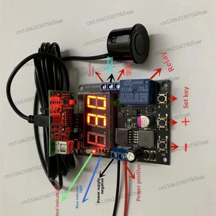 Ultrasonic Level Sensor with Digital Display and Adjustable Relay Control for Industrial Tanks