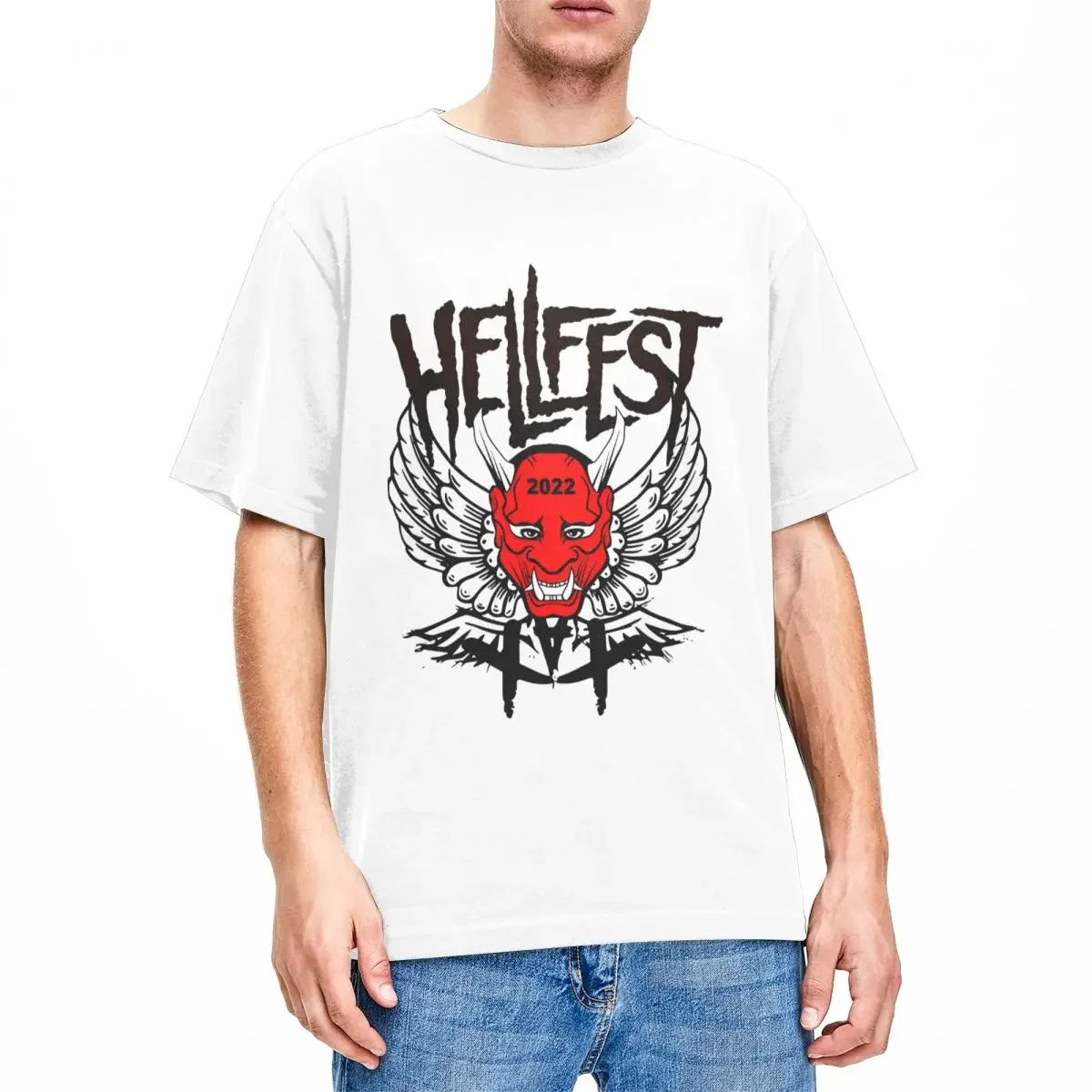 Man T-Shirt Hellfests T-Shirts Trending Music Logo Beach Tees Y2K Funny Printed Pure Cotton Clothes Gift image 3