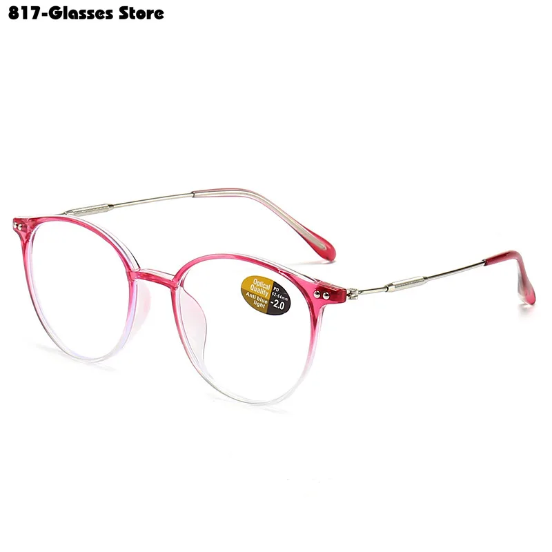 Retro Round Myopia Glasses Women Men Vintage Finished Ladies Eyewear Finished Prescription Eyeglasses 0 -0.5 -0.75 To -6.0