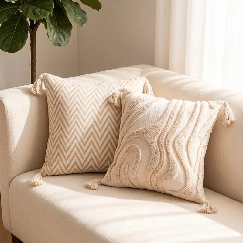 

Tassel Pillow Warm Colored Cushions 45x45 Pillow with Tassels Sofa Pillowcases Bed Decoration Cushion