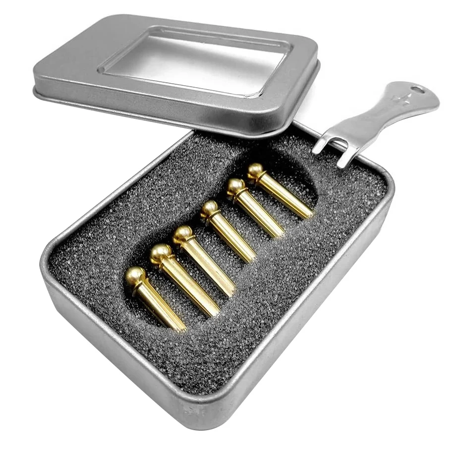 Bronze Guitar Bridge Pins, Endpin para guitarra acústica, com Guitar Bridge Pin Puller, 6pcs