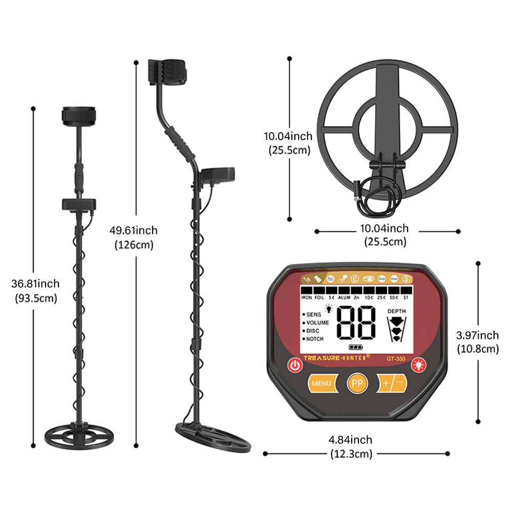 MAOTEWANG Adult Metal Detector LCD Display With Adjustable The Detector's Length Finding And Testing Metal Objects EGT-350