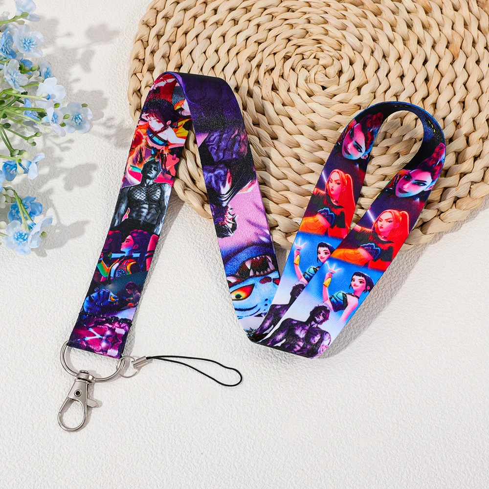 

KPop Demon Hunters Fashion Webbing Keychain Webbing Card Neck Strap Polyester Accessory Toy Gifts for Friends