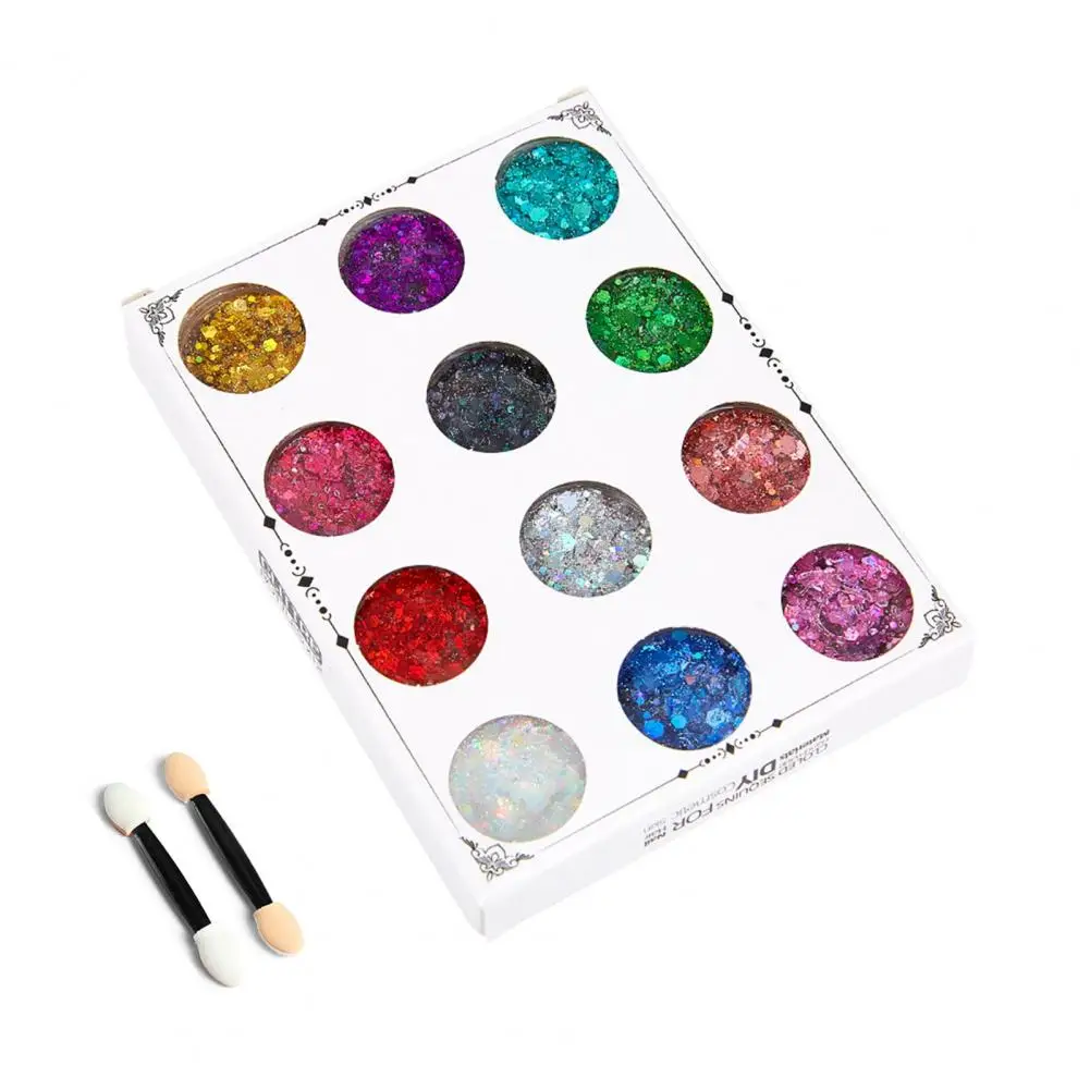 Sparkling Glitter Gel 12 Colors Long-lasting Body Face Glitter Gel for Festivals Parties Stage Club Makeup Hair Versatile